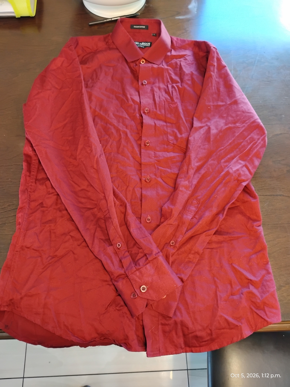 Emporio Armani Men's Red Button-Up Shirt Jacket